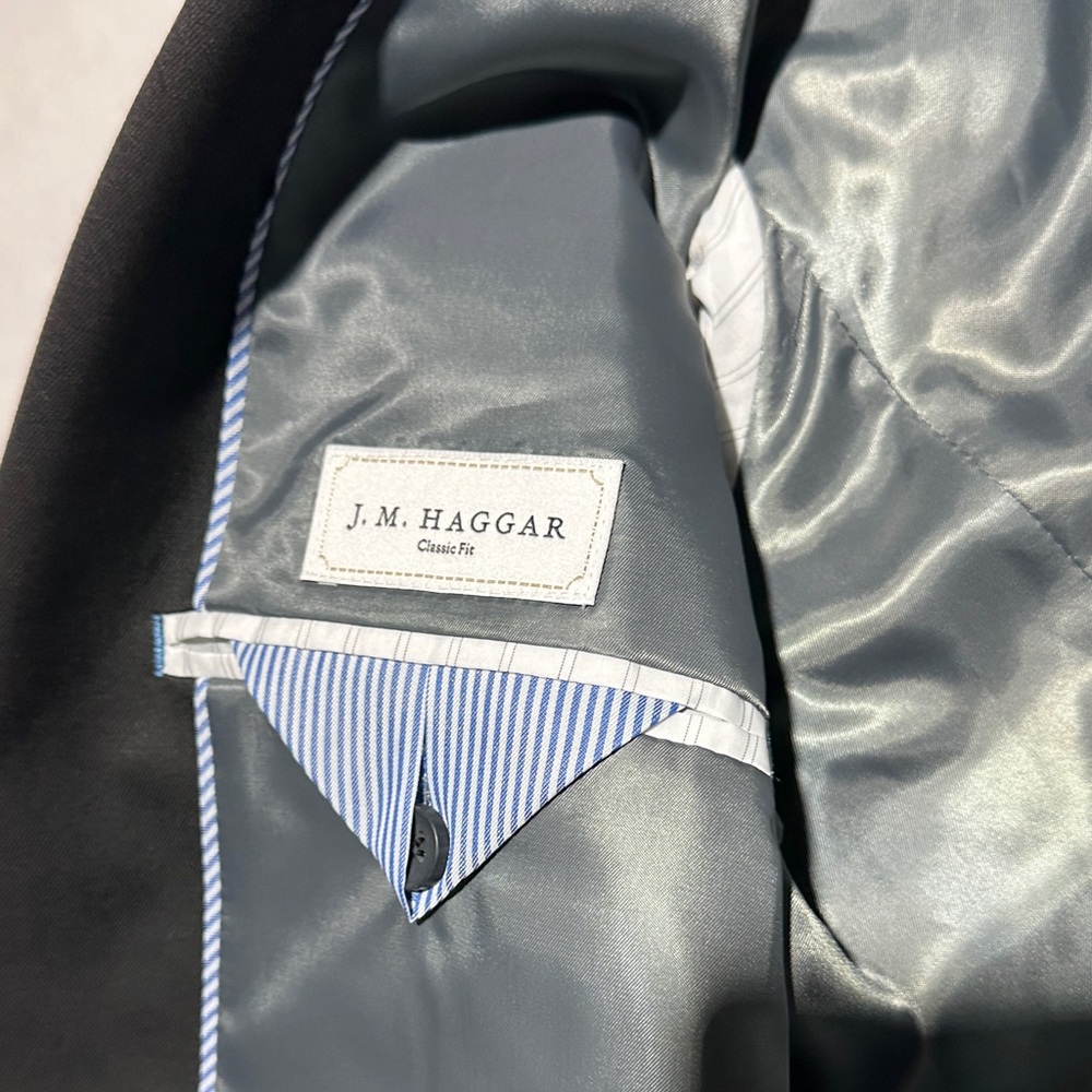 NWT J.M. Haggar Premium Classic Fit Stretch Black Suit Jacket Size 46 Long - Picture 8 of 9